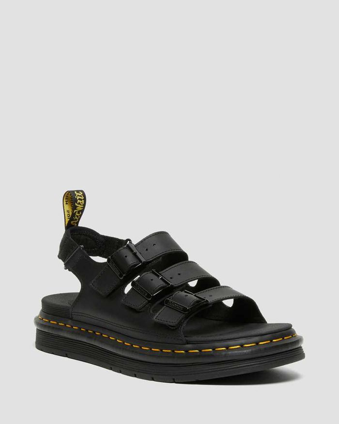 Dr Martens Mens Soloman Leather Strap Sandals Black - 41360GQHM